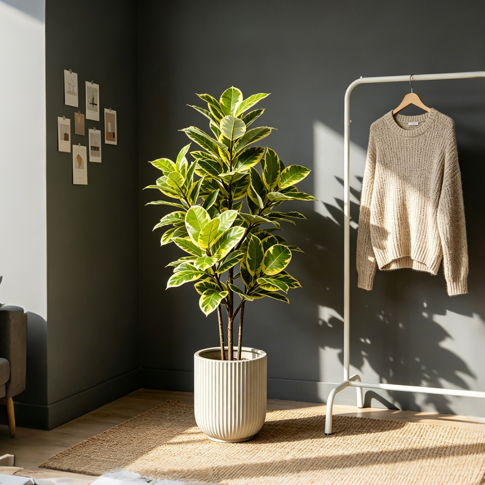 Rubber Plant Ficus - 85-125cm Large Artificial Rubber Plant Fake