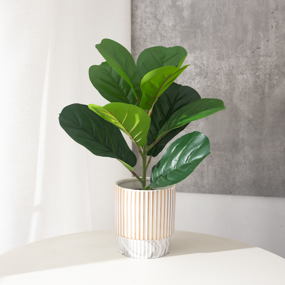 38cm 9 Forks Artificial Ficus  - Rubber Plant Ficus incelemesi ve fiyatı