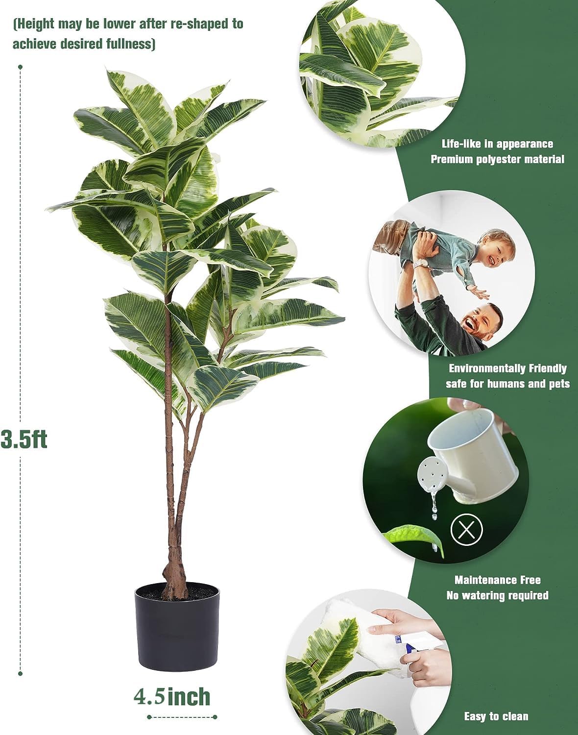 Artificial Rubber Tree Ficus P - Rubber Plant Ficus incelemesi ve fiyatı