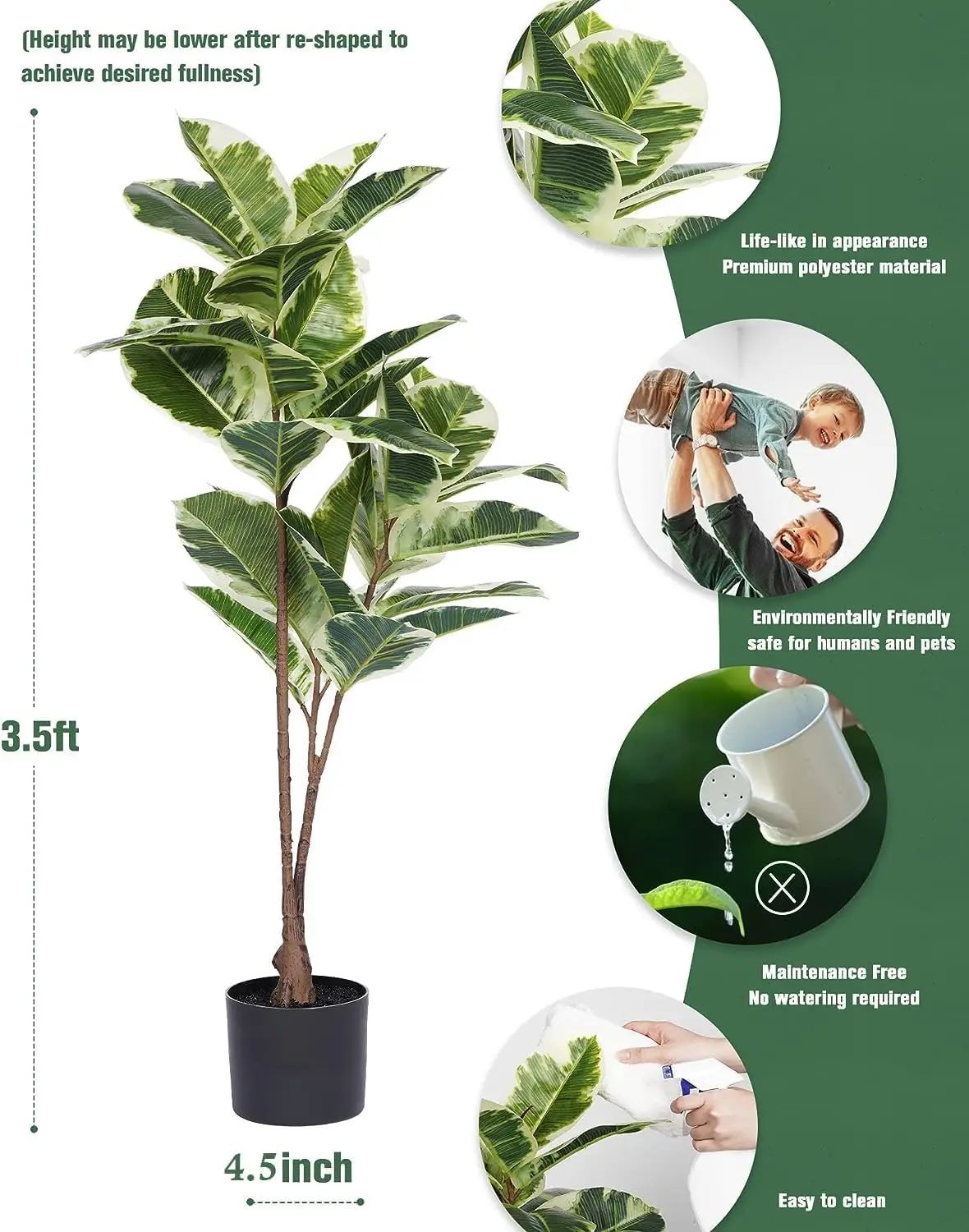 Artificial Rubber Tree Ficus P - Rubber Plant Ficus incelemesi ve fiyatı