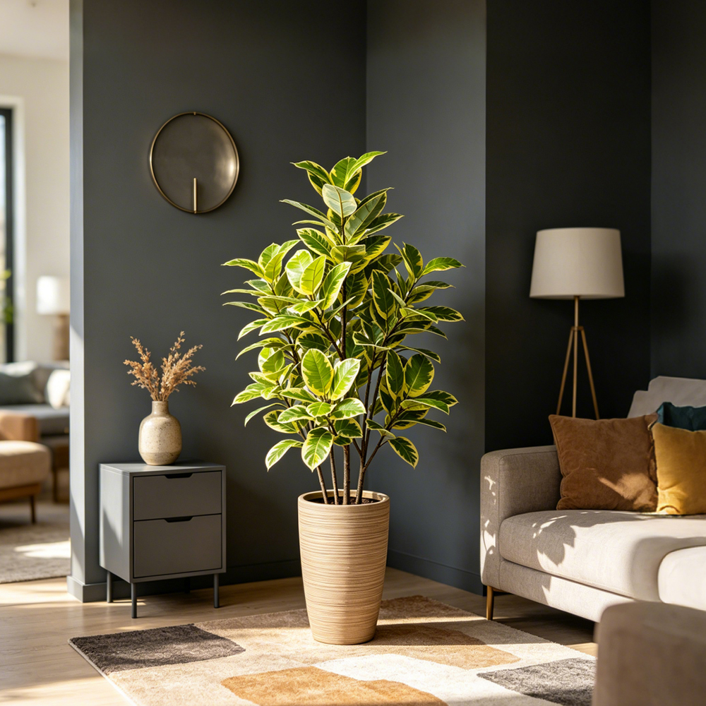 85-125cm Large Artificial Rubb - Rubber Plant Ficus incelemesi ve fiyatı