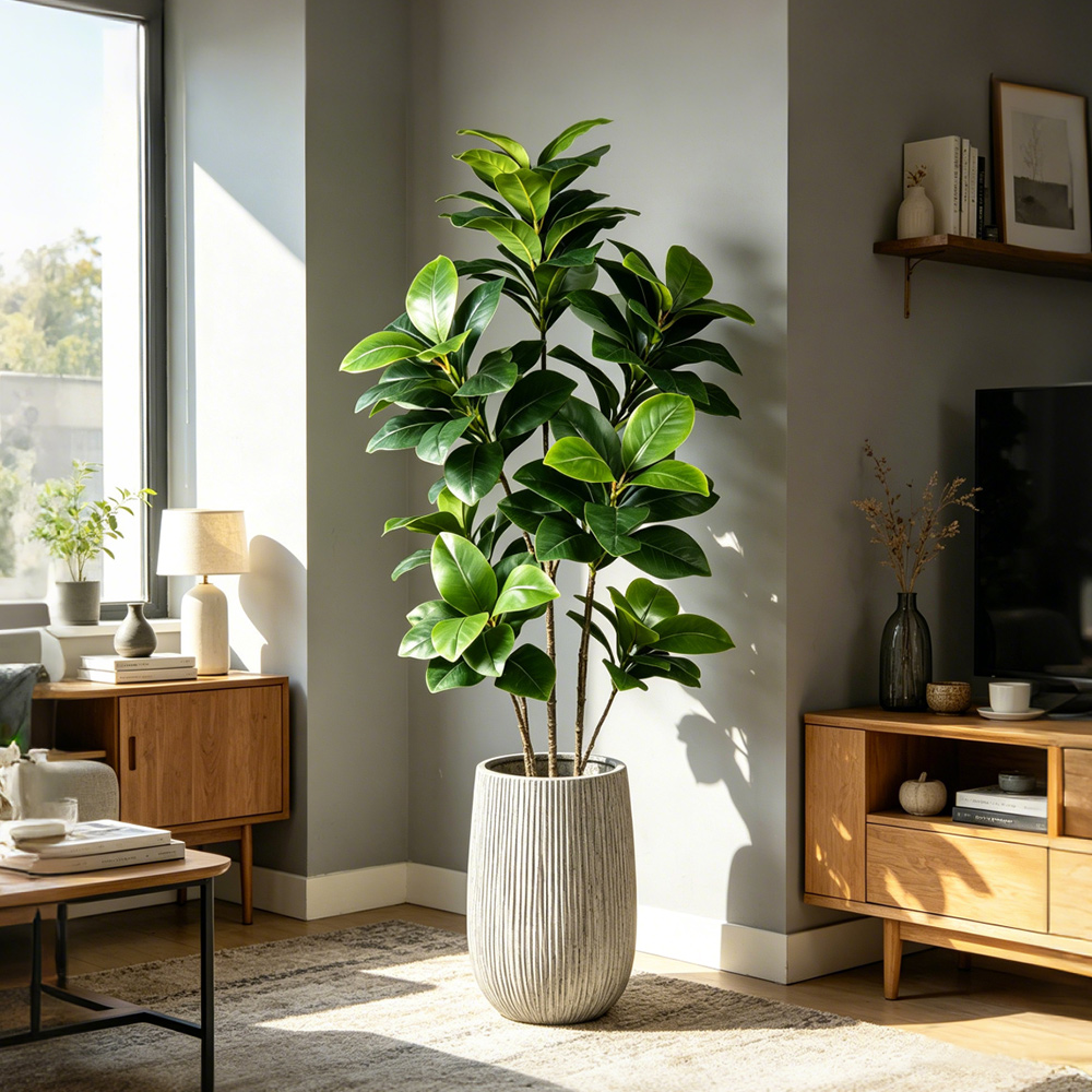 74-140cm Large Artificial Bany - Rubber Plant Ficus incelemesi ve fiyatı