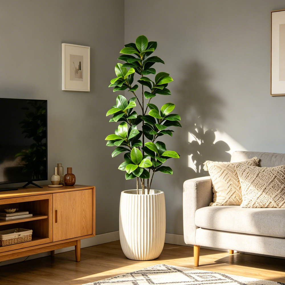 74-140cm Large Artificial Bany - Rubber Plant Ficus incelemesi ve fiyatı